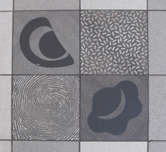 Outside walk tile near Tokyo Edo Museum.